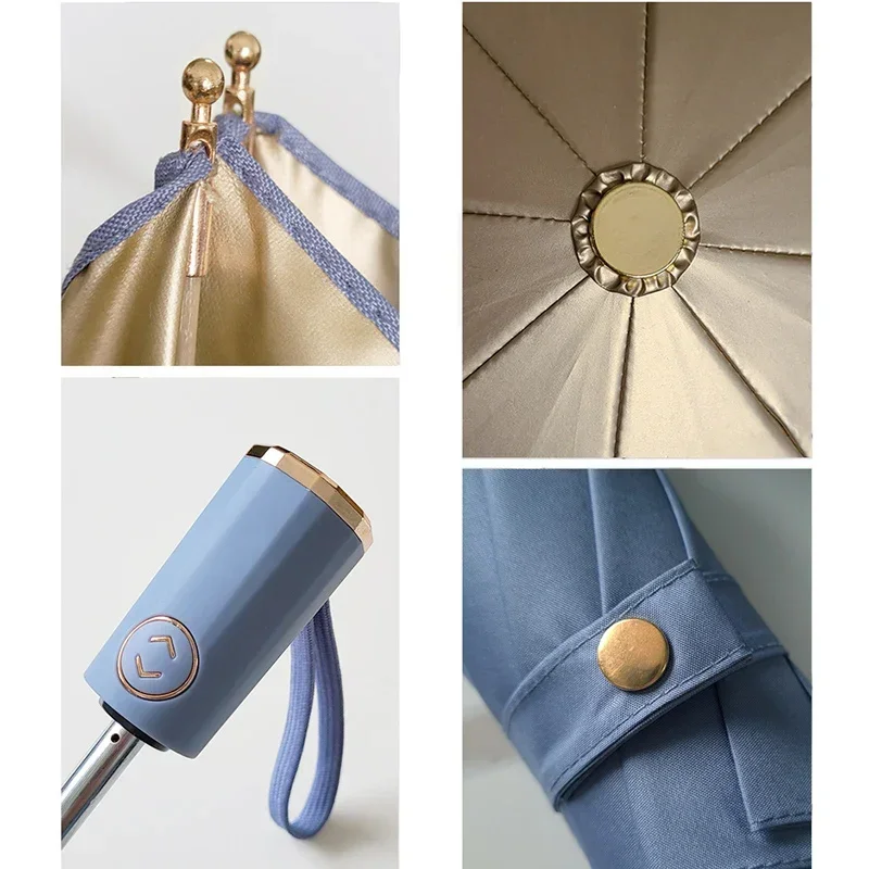 

Parasol Rain Travel Gold Wind Luxury Umbrella Resistant Automatic Men Compact Paraguas Folding Protection Portable