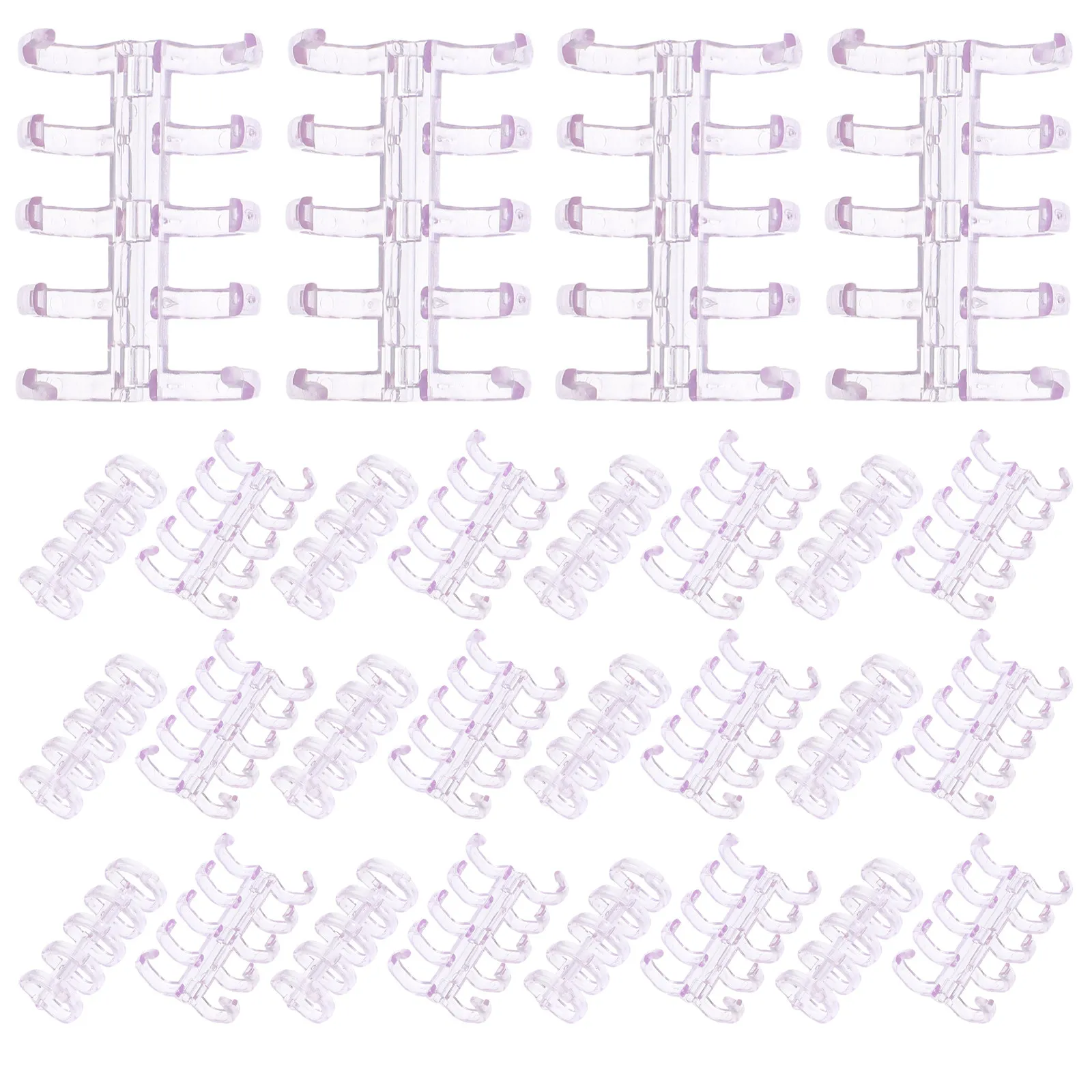 100Pcs 컬러 투명 플라스틱 루스 리프 바인더 링 플래시 카드 소책자 정리함용 5홀 개방형 바인딩 바