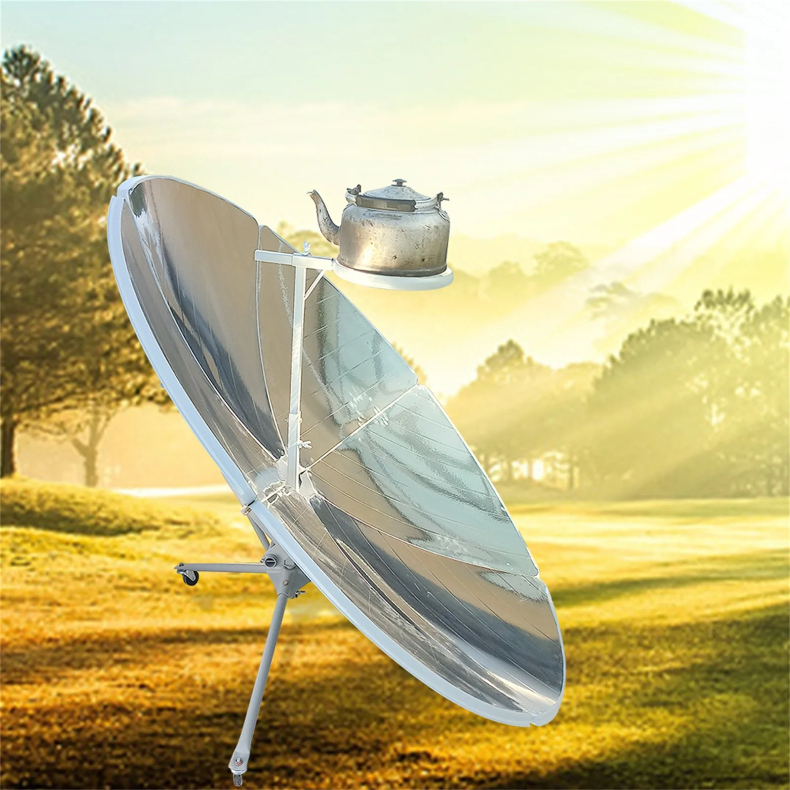 Solar Cooker Oven Parabolic 1.5m/59'' Diameter High Efficiency Portable Sun Oven Camp Stove Grill Camping Barbeque Outdoor