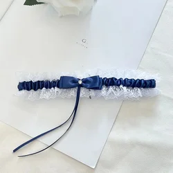 Elegant Blue Butterfly Knot Bridal Leg Ring and Sock Belt Gift Set (For other colors  please contact customer service)