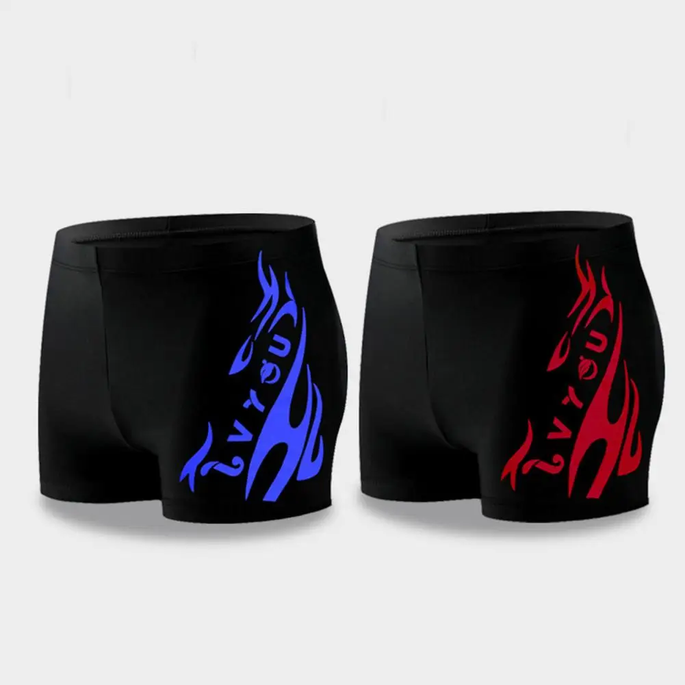 Men High Waist Swim Trunks Summer Men Swim Shorts Flame Print High Waist Men's Shorts for Beach Sports Tight for Summer