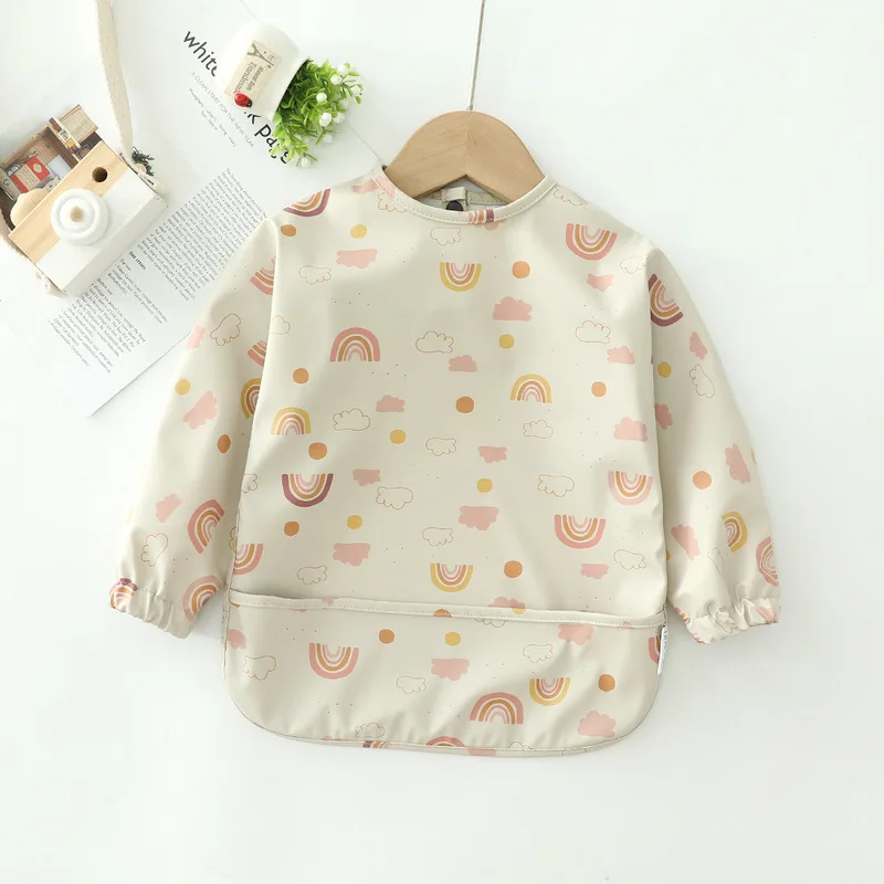 Erduo Waterproof Long Sleeve Baby Bib with Soft Cloth Fabric