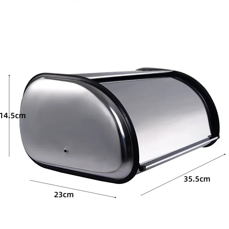 Metal Bread Box with Hinged Sliding Lid Desktop Pastry Storage Box Steel Container Pastry Container Storage Bread Sealed Tissue 6
