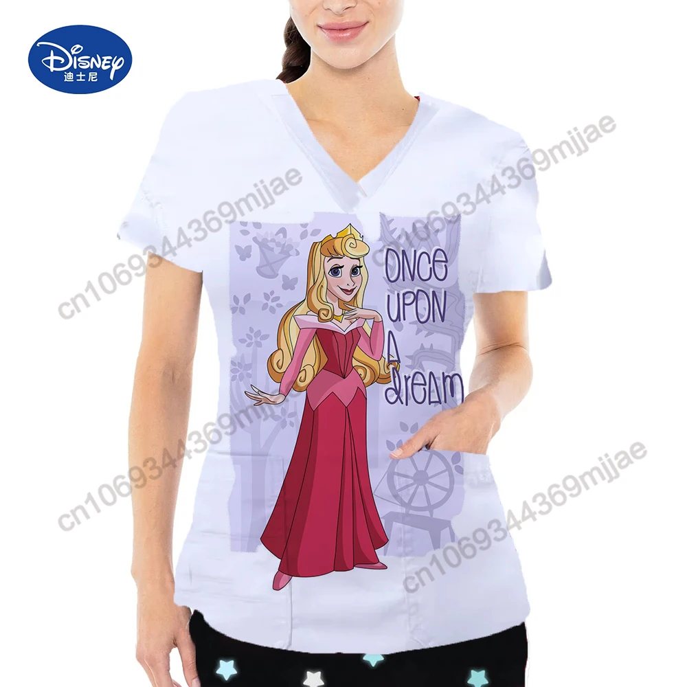 

Женская футболка с коротким рукавом, V-образным вырезом и карманами