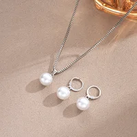 Ensemble de bijoux en perles pour femmes, boucles d'oreilles pendantes, pendentif, collier, Simple, délicat, tenue quotidienne, accessoires de fête 5