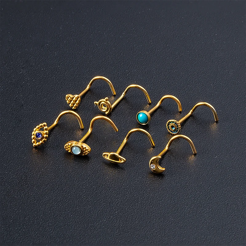

1pc Copper Nose Ring Piercing Nose Stud Surgical Steel Nostril Screw Gold Silver Color Nariz for Women Man Fine Body Jewelry 20G