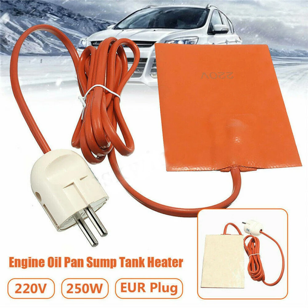 13x9cm Car Engine Oil Pan Sump Tank Heater Pad 250W Silicone Oil Heating Pad Engine Tank Wear Protect With EU Plug 220V