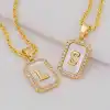 New 26 Letters Necklace Jewelry Women Custom Name Alphabets Shell Pearl Inlaid Zircon A~Z Initials Necklace Charms Jewelry Men 6