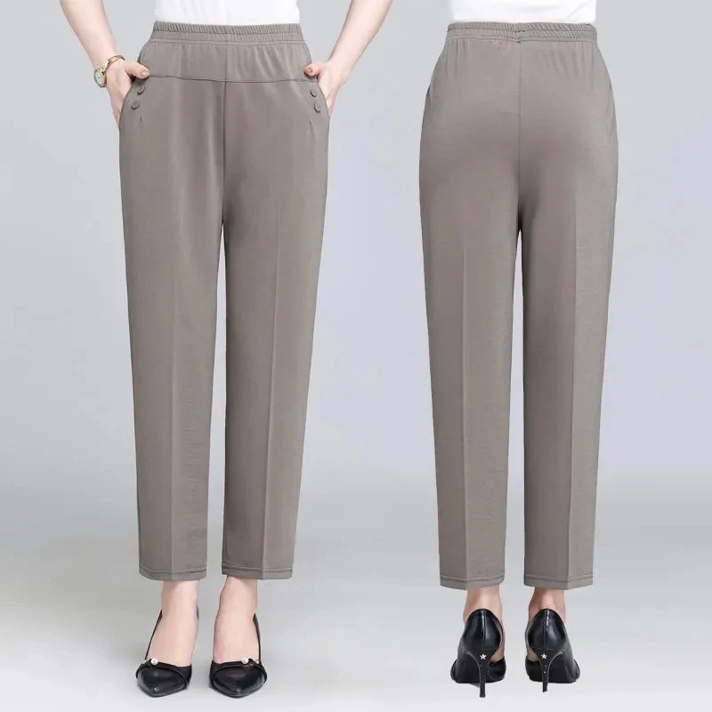 

Nine-point Pants 2022 Summer New Fashion Loose High-waisted Casual Pants Middle-aged Mother Wear Large Size Straight-leg Pants