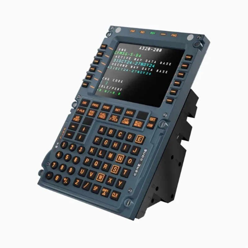 Détail des touches et de l'écran du panneau MCDU WINWING pour simulateur de vol A320, compatible Toliss Fenix X-Plane MSFS.