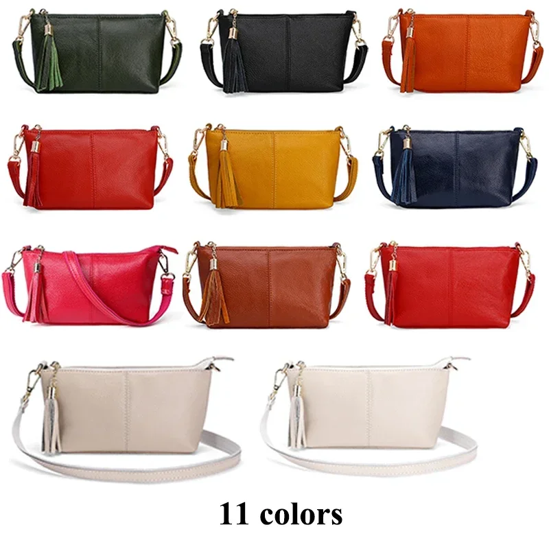 Women Crossbody Bags Genuine Leather Small Shoulder Handbag Female Purse Wallet Solid Messenger Bags Mobile Phone Bag