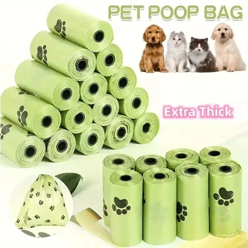 Biodegradable leak-proof dog poop bags for pet waste disposal, outdoor dog walking, travel, hiking, and daily pet cleanup.