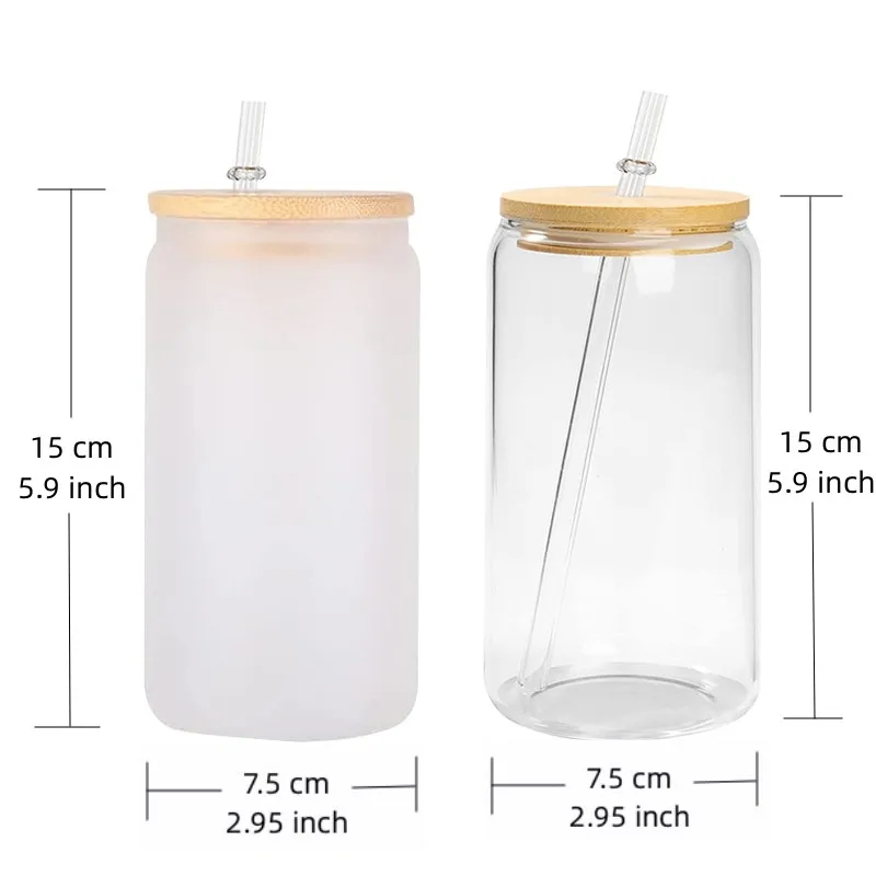 Pack of 25 - WHOLESALE 16oz Glass Tumbler w/ Straw & Bamboo Lid