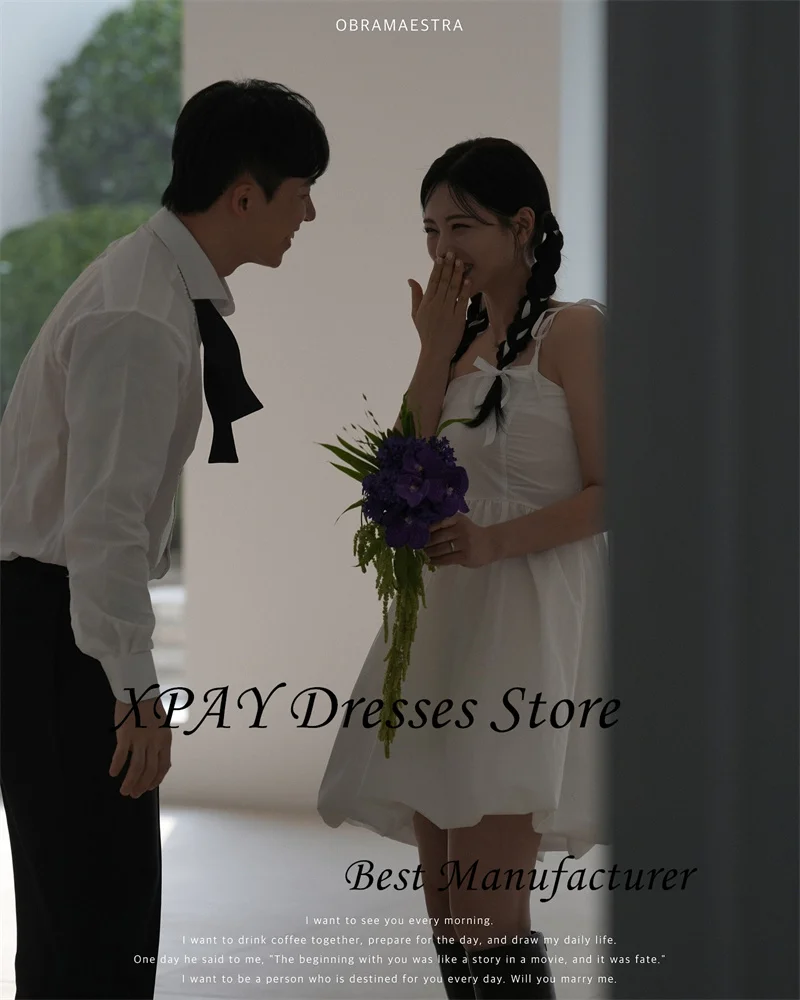 XPAY Mini Sexy Summer Beach Wedding Party Dress Korea Photo shoot Short Spaghetti Straps Bride Short Gowns Customized 2