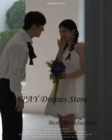 XPAY Mini Sexy Summer Beach Wedding Party Dress Korea Photo shoot Short Spaghetti Straps Bride Short Gowns Customized 2