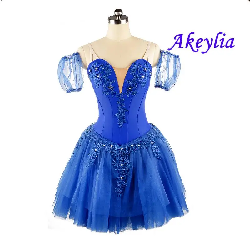

Blue bird ballet costume Romantic ballet tutu Short style royal blue swan girl professional performance competiton dress JNBL173