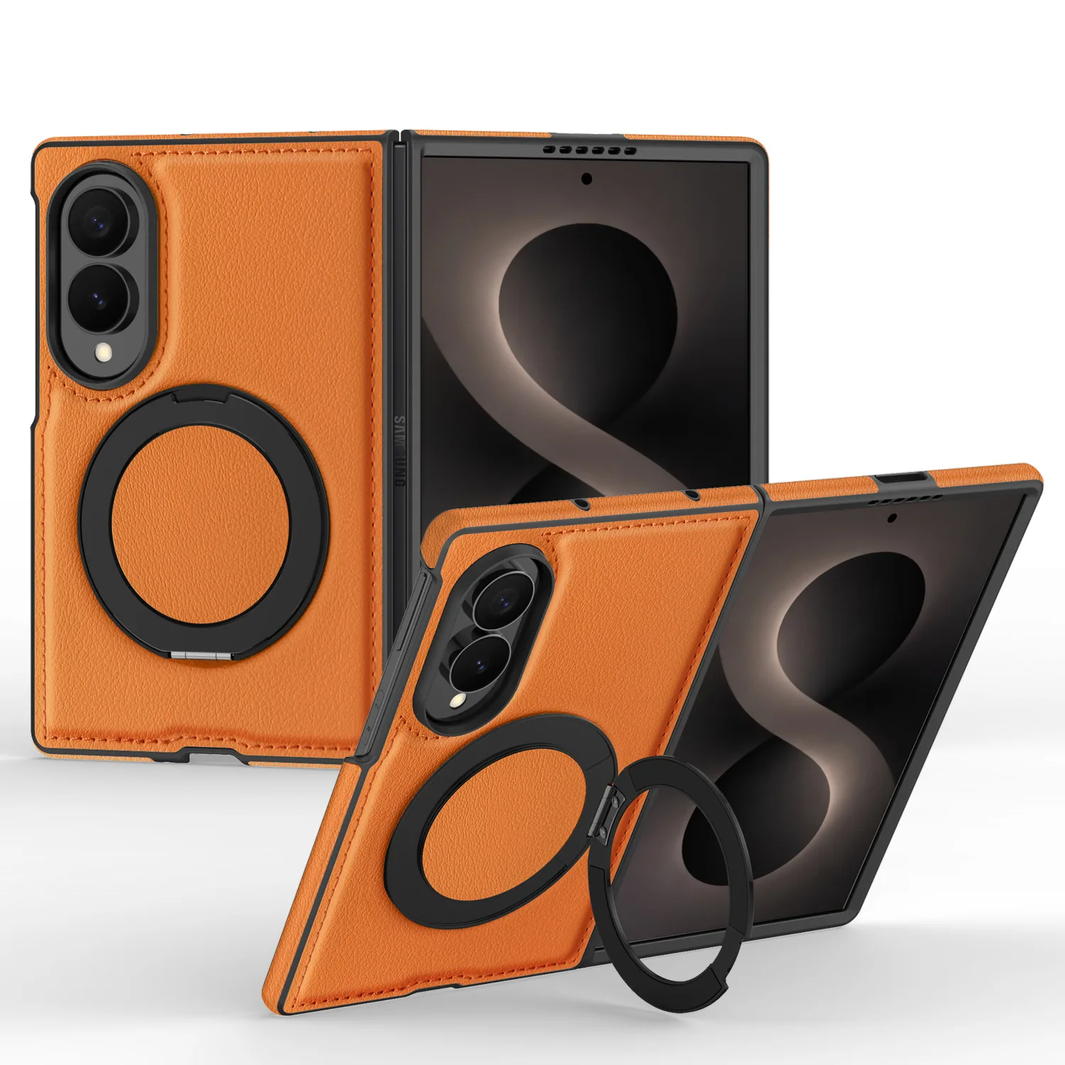 Luxury Leather Texture Rotating Bracket Case with Magnetic Charging Cover