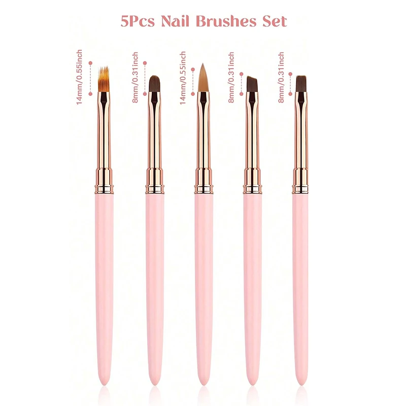 5Pcs Gradient Nail Art Brush For Manicure Salon Tool Professional Painting Drawing UV Gel Extension Pen Nail Polish Nail Brushes 3