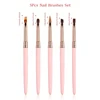 5Pcs Gradient Nail Art Brush For Manicure Salon Tool Professional Painting Drawing UV Gel Extension Pen Nail Polish Nail Brushes 3