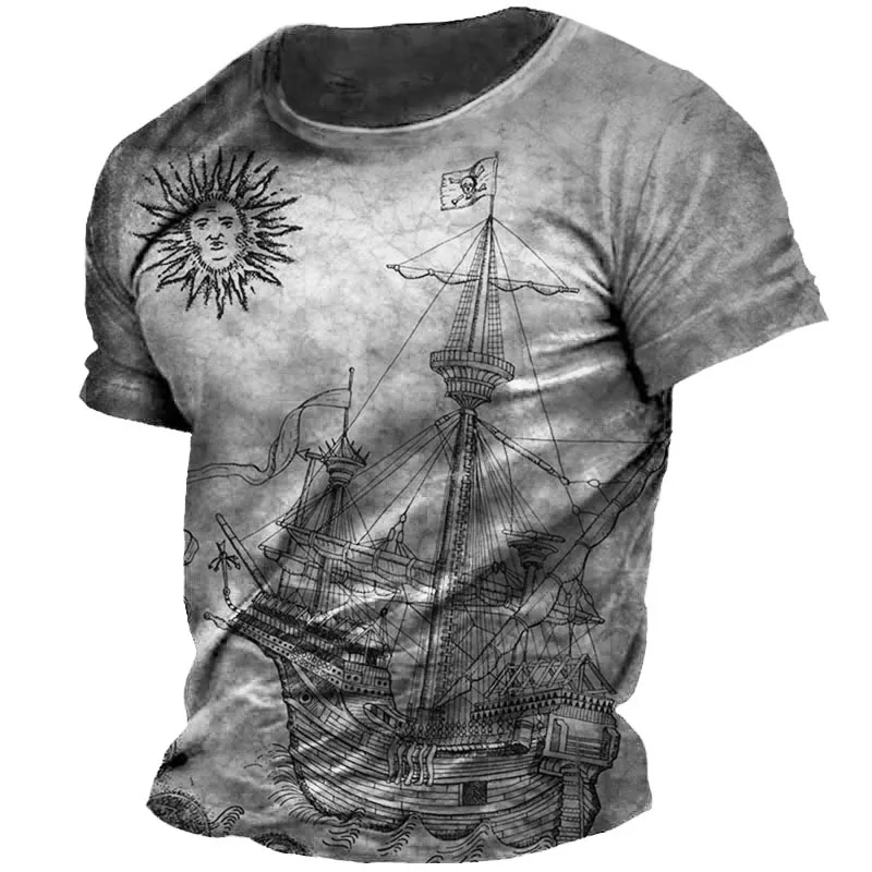 

Vintage Nautical Men T-Shirt 3d Printing Tops Summer Men O-Neck Head Covers Oversized Short Sleeves Street Tshirt Shirt Clothing