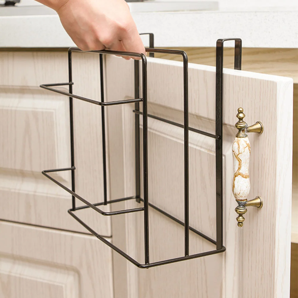 

Double-Deck Cutting Board Rack Iron Chopping Board Holder Towel Holder with Drip Tray for Kitchen (Black)