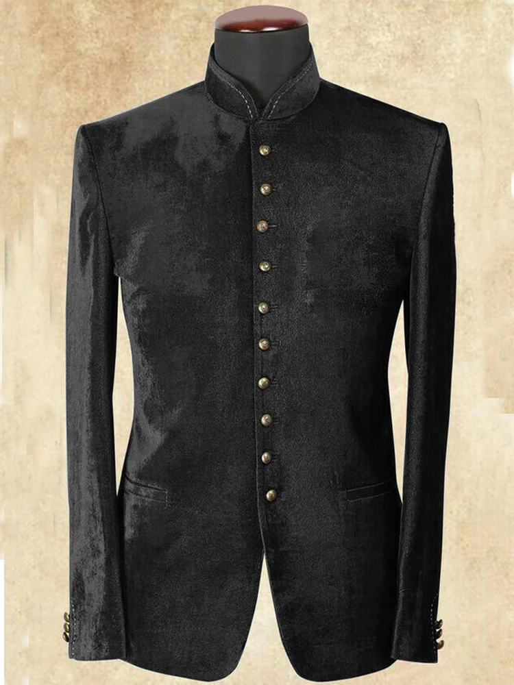 그린 벨벳 남성용 디자이너 재킷, 스탠드업 칼라, 신랑 포멀웨어, 무도회 턱시도, 최고의 남성 블레이저 수트, 원피스