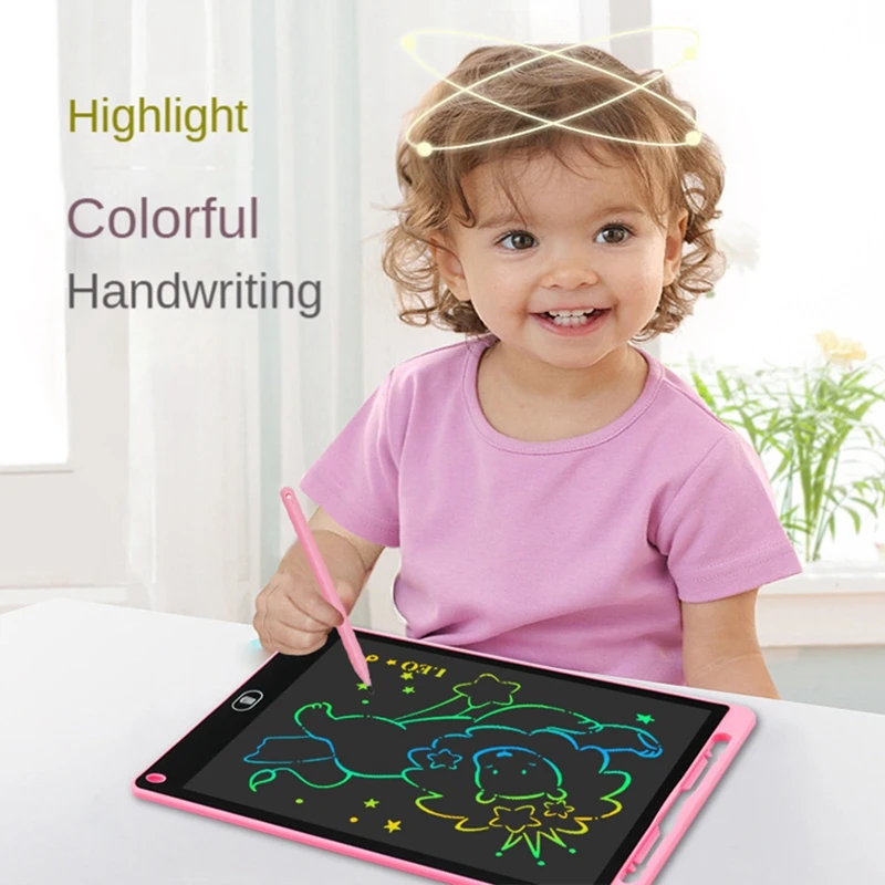 12 Inch K Model Lcd Handwriting Board Color Drawing Doodle Eye Protection Writing Board Color Screen,Light Blue Durable