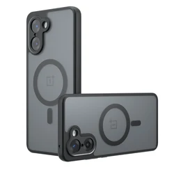 OnePlus Nord CE5 Ace 5 Racing Shockproof Magnetic Phone Case - Translucent Matte Finish for OnePlus Ace 5 Racing (Black)