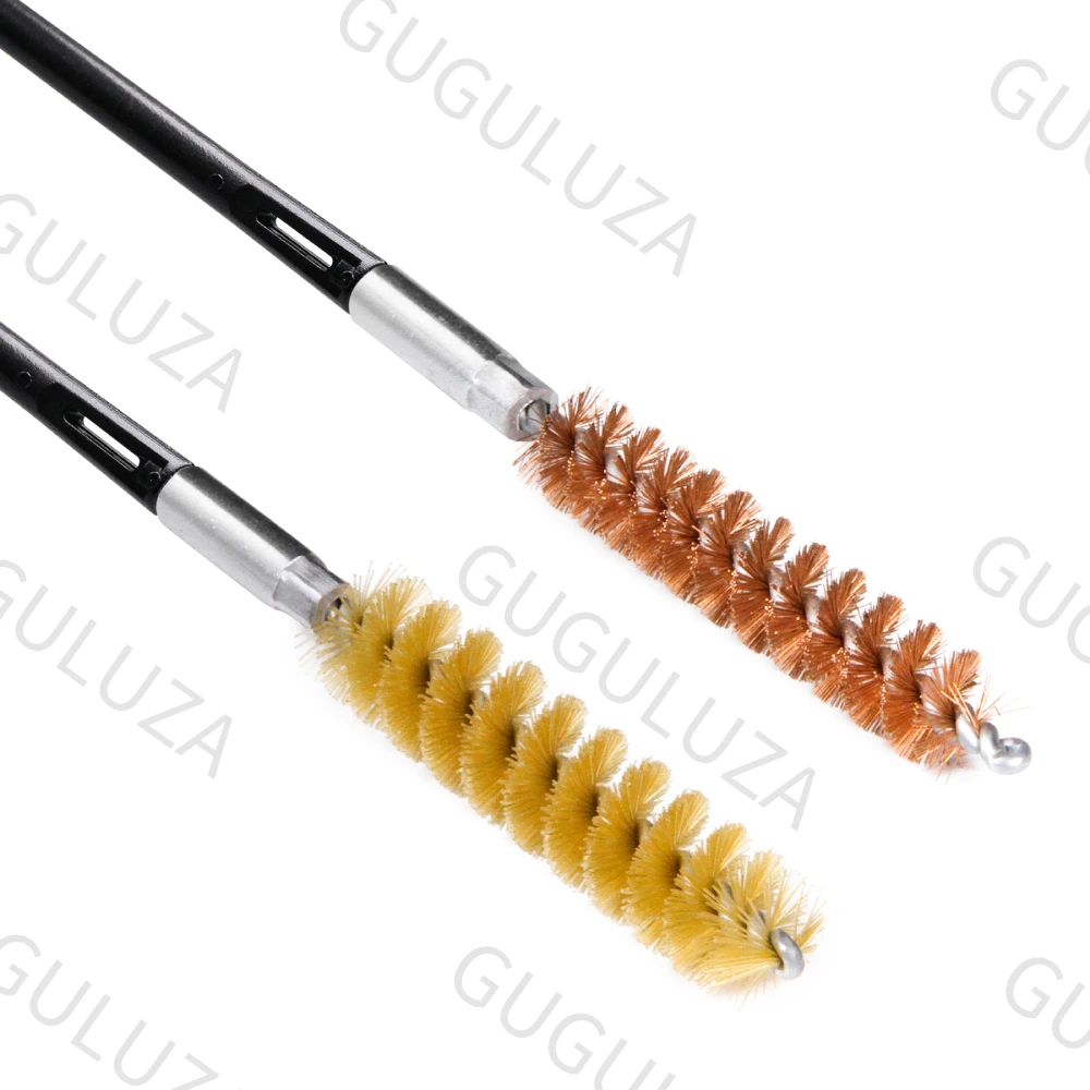 Gun Cleaning Kit GUGULUZA 3/6Pcs Set 9MM Pistol Cleaning Kit Brass Bristle Bore Brush Nylon Rod Universal .38Cal.357Cal Handgun Revolvers