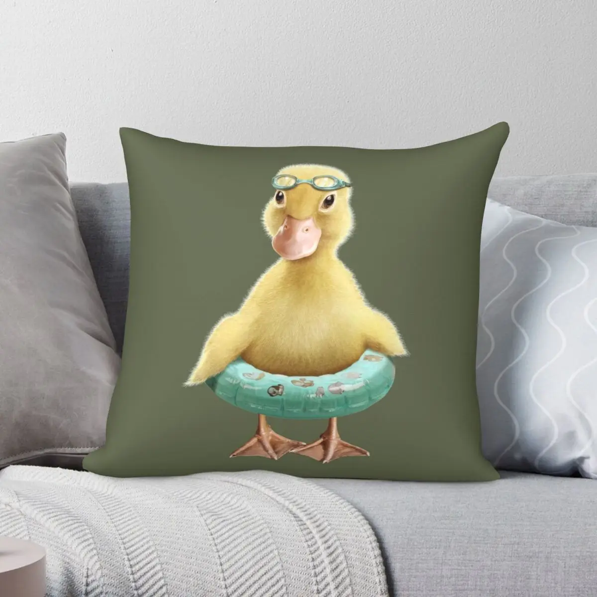 

DUCK Pillowcase Polyester Linen Velvet Printed Zip Decor Sofa Seater Cushion Cover 45x45