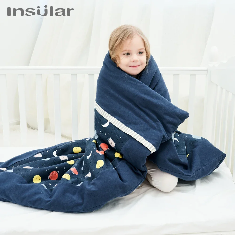 Insular Baby Cotton Quilt Infant Four-season Quilt Children Cartoon Cotton Blanket Kids Detachable Stroller Sleep Cover