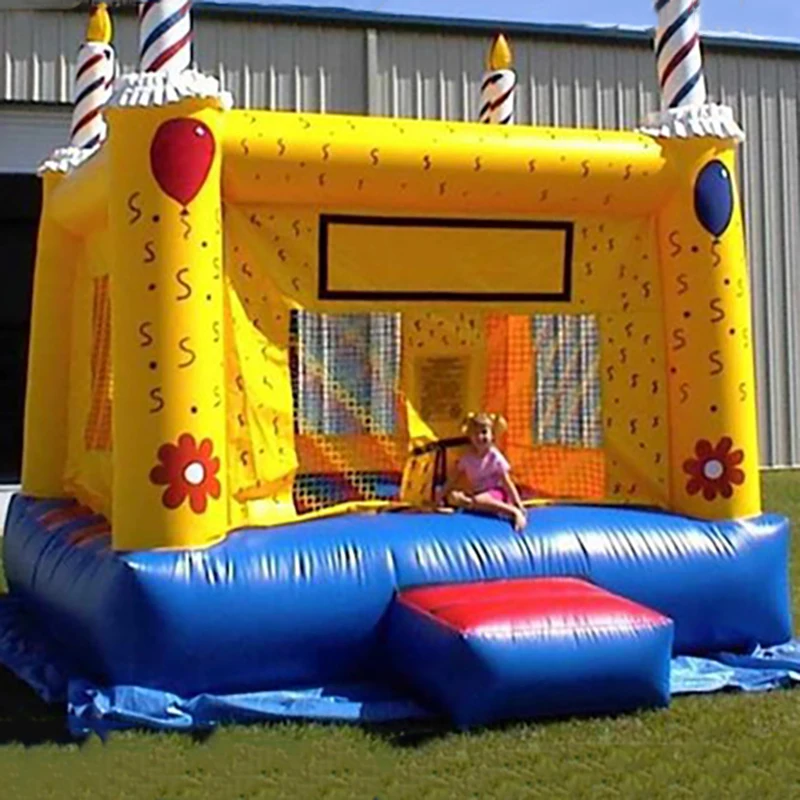 

Commercial inflatable bouncy bounce house air bouncer inflatable trampoline for sale yellow cake bounce