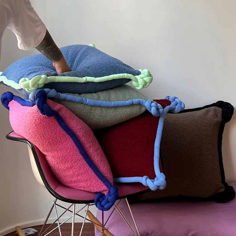 Thousands of knots cushion sofa pillow living room back cushion teddy velvet bay window bed contrast 8