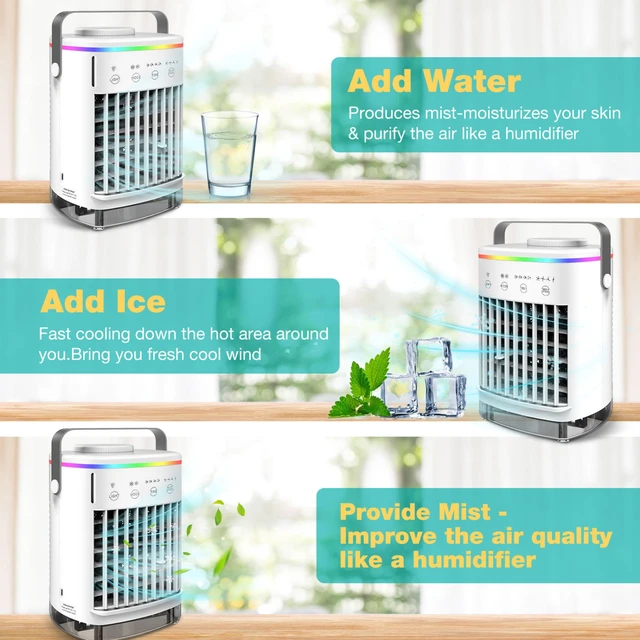 1pc Mini Portable Air Conditioner With 4-Speed Cooling Fan And Humidifier - Perfect For Home Office Use 3