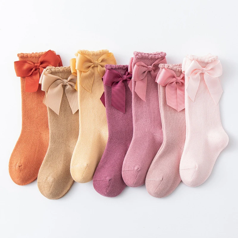 Calcetines de algodón con lazo para bebé y niña, medias de princesa, venta al por mayor, estilo coreano, novedad, primavera y verano