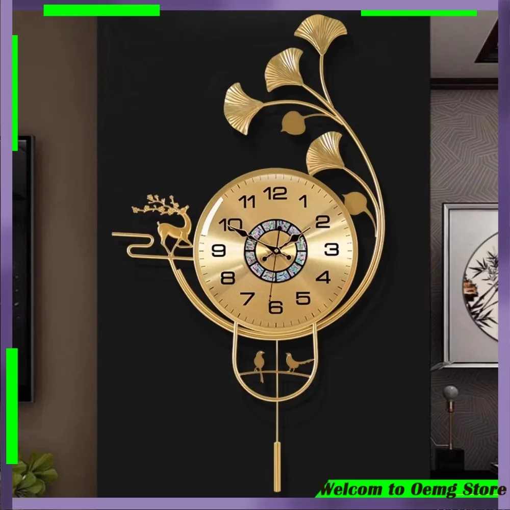Luxury Gold Pendulum Wall Clock Nordic Metal Design Modern Living Room Home Decor Stylish Reloj De Cocina Trending Accessory