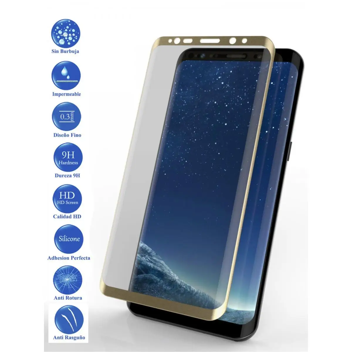 Full tempered glass screen Protector for Samsung Galaxy S9 Golden | Мобильные телефоны и аксессуары
