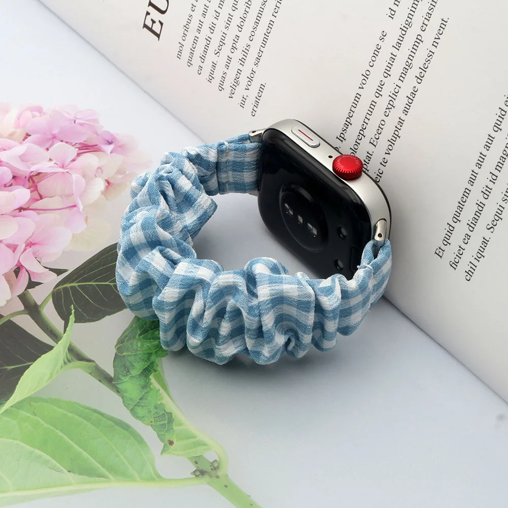 Blue Fabric Scrunchies Stretchy Wristband