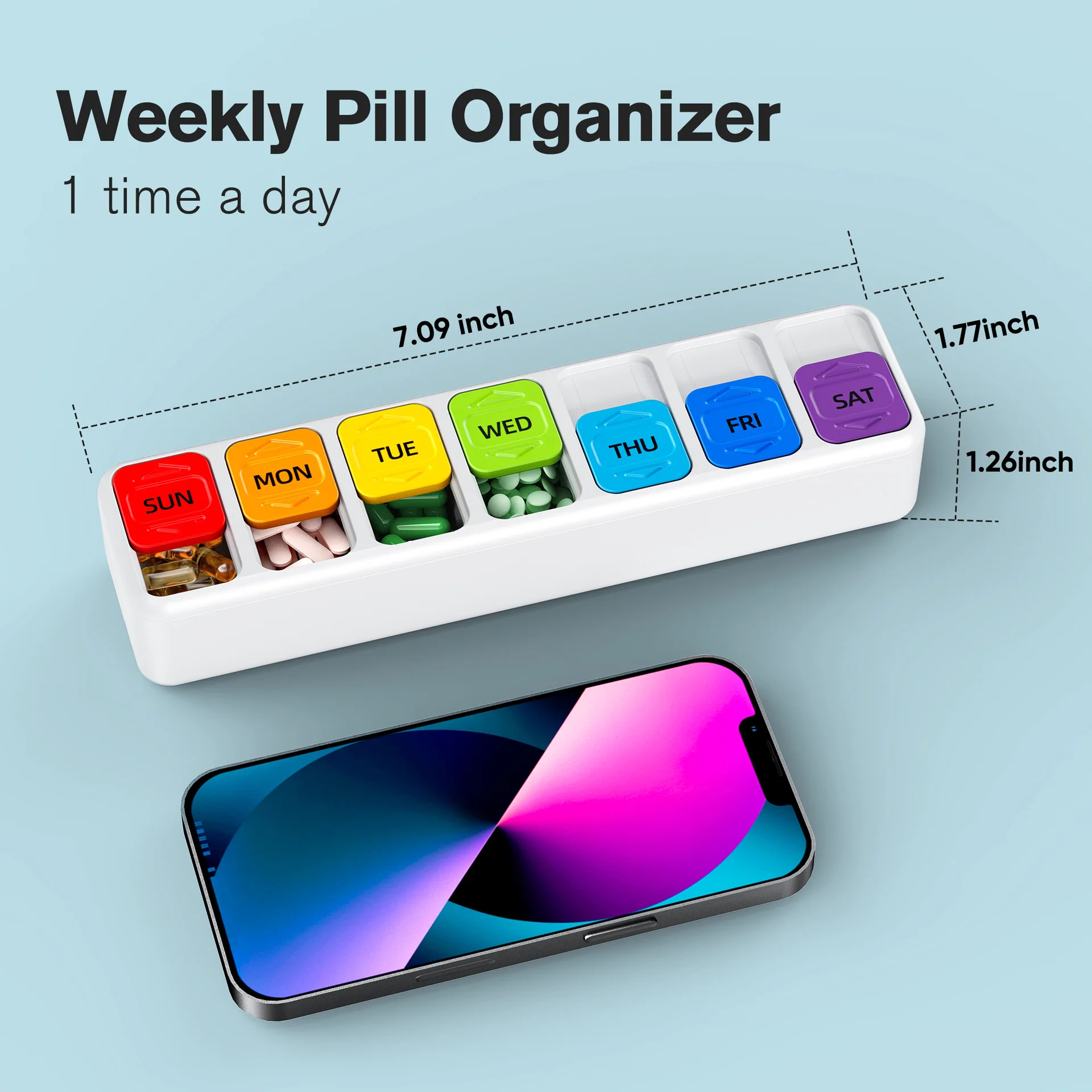 New Sliding 7-Compartment Pill Organizer Portable and Easy to Categorize Pills for 7 Days a Week AM PM Pill Organizer