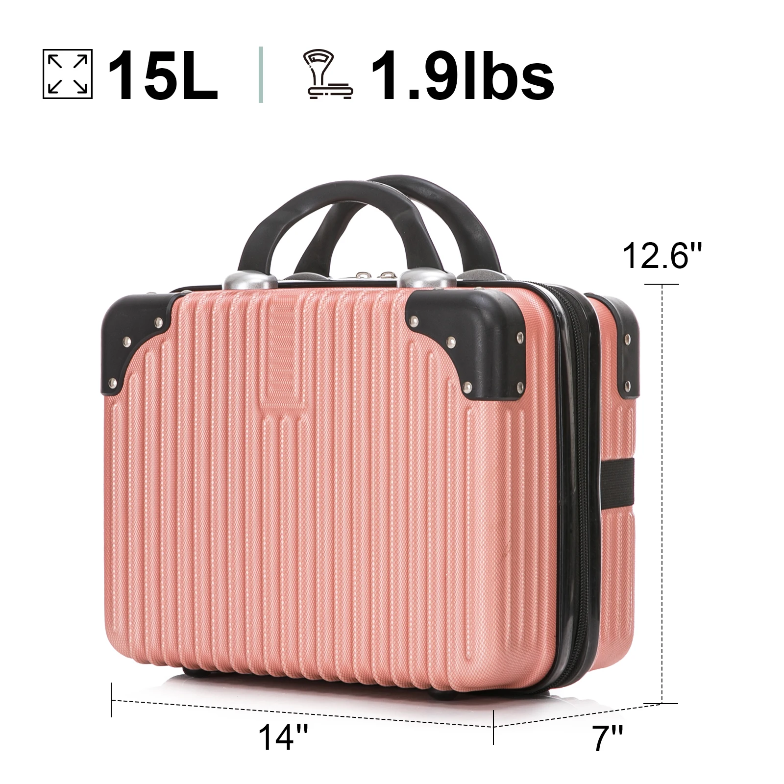 14 inch Hard Shell Cosmetic ABS Waterproof Travel Case Toiletry Bag Makeup Luggage 2