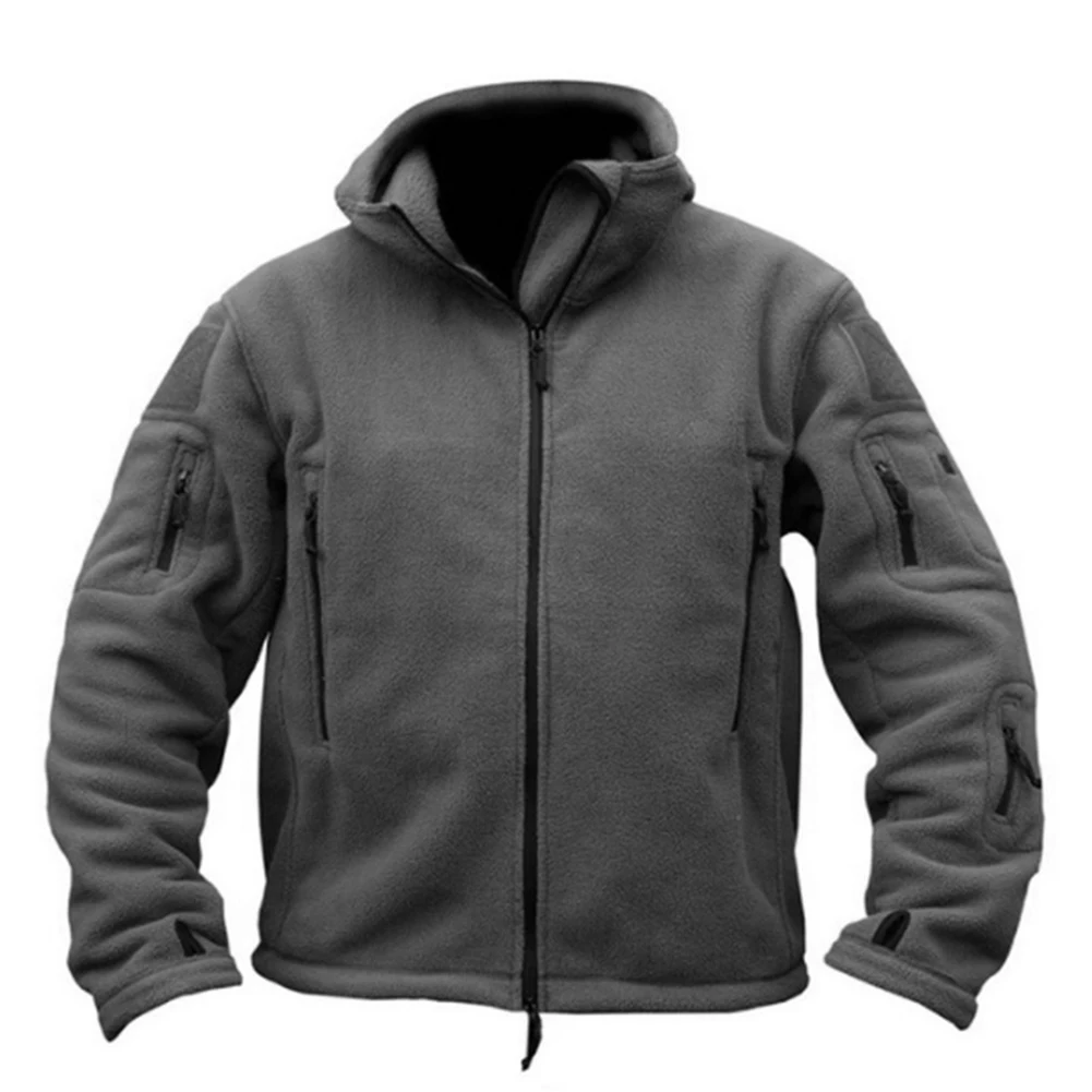 Winter Warm Men Casual Hooded Fleece Jacket Zip Up Outdoor Hiking Windproof Work Coat Outwear Windbreaker Male Solid Clothing