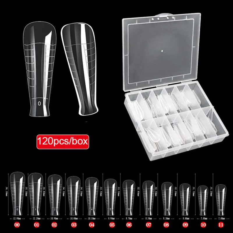 120Pcs Nail Forms French Coffin False Nail Tips Per Poly Uv Gel Quick Building Extension Mold Plastic Form For Nails