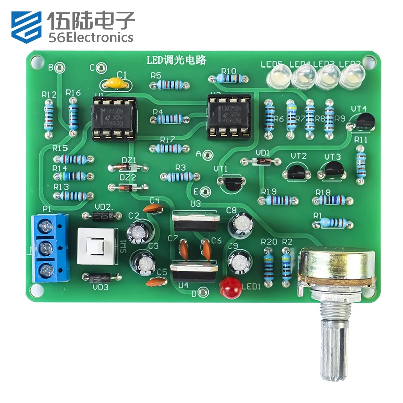 PCB Board Assembly LED Dimming Electronics Teaching Practical Training Circuit Board Soldering Kits