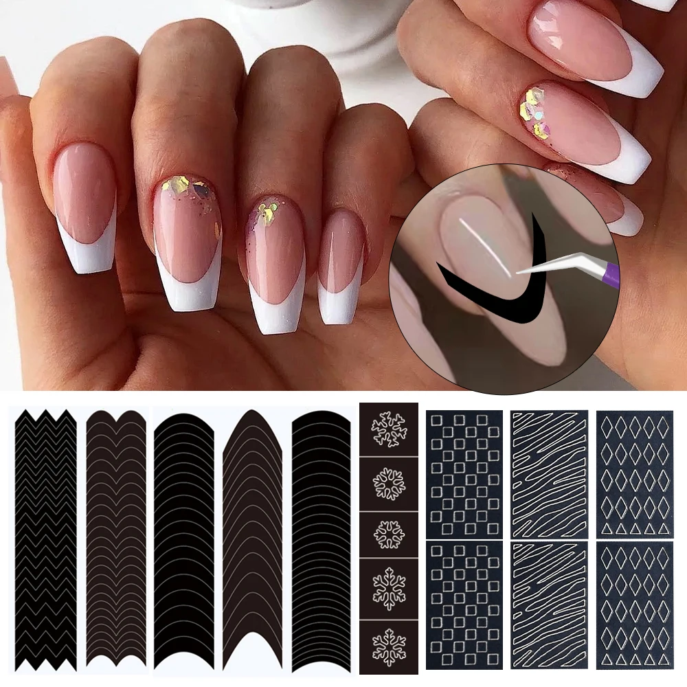 

Nail Art Stickers Nail Charms Art Tools Decorations Supplies Hollow Snowflake Plaid French Spray Template Nail Auxiliary Sticker