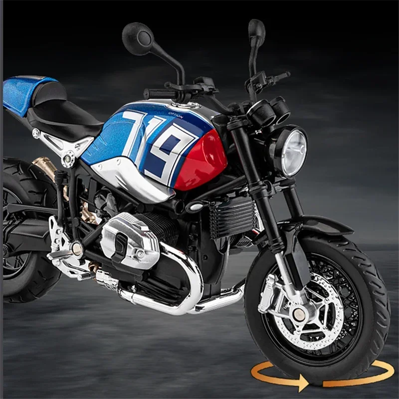 1:12 BMW Latte R NINE T Alloy Retro Sports Motorcycle Model Diecast Metal Street Racing Sound and Light Children Toy Gift 4