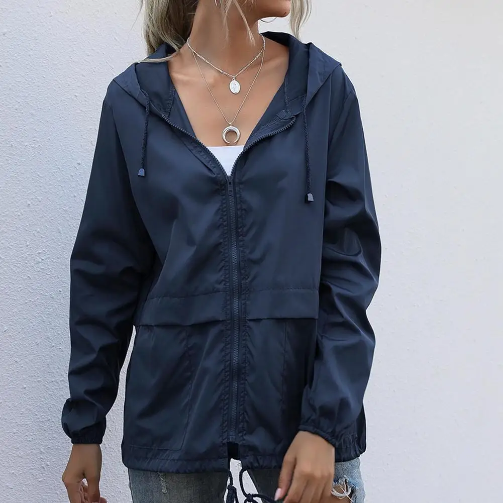 Women's Waterproof Rain Jacket With Hood For Spring And Autumn_voghion.com