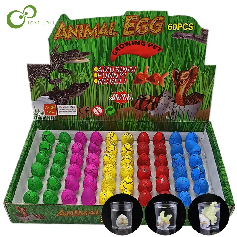 Dinosaur Eggs Toys 60pcs with retail box Magic Water Hatching Inflation Growing Dinosaur Eggs Toy For Children Educational Novelty Gag Toys GYH
