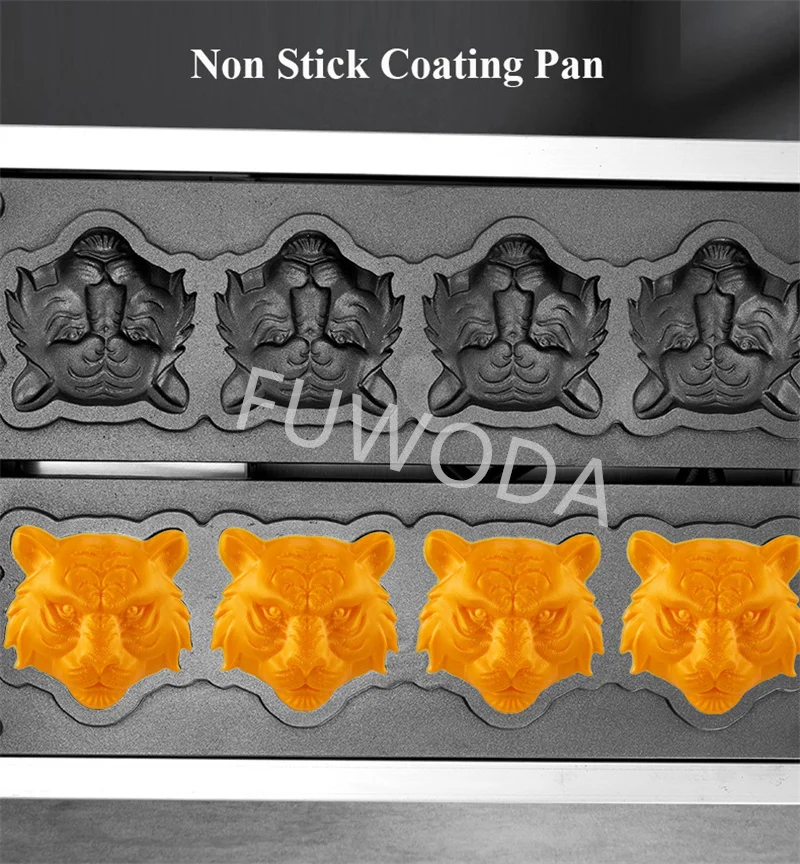 Household Waffle Making Machine 4 Pcs Mini Tiger Head Shaped Bread Waffle Maker Baker With Non Stick Coating Commercial Use