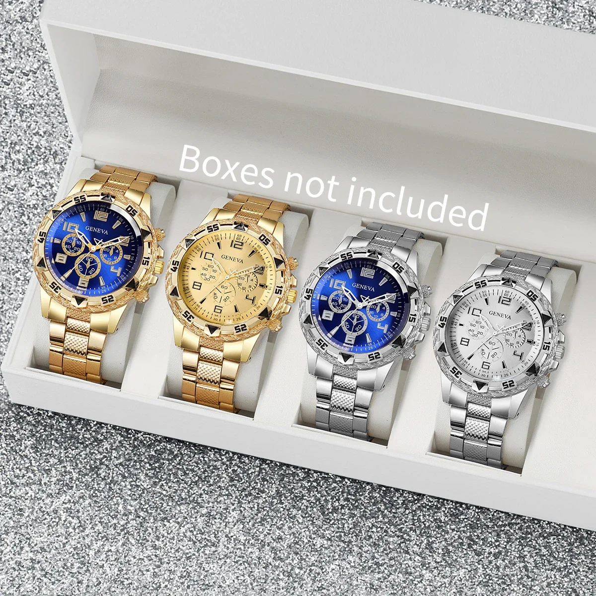 4 Pcs/set Men's Fashion Business Watches Large Display Analog Quartz Watch for Men Watch Gift Men's Watches (Without Box)