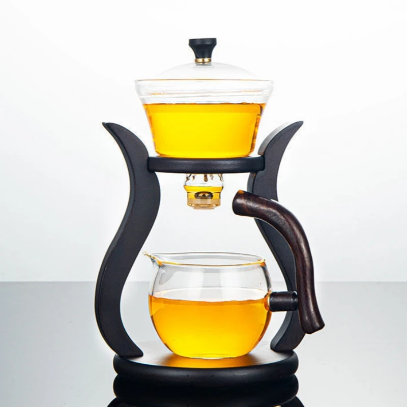 Tea set Lazy Kung Fu Glass Tea Set Semi Automatic Drip Infuser Glass Teapot Set Magnetic Switch Teapot Teacup Glassware